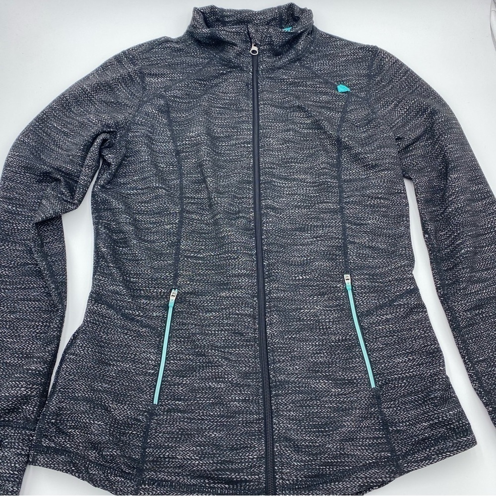 Tangerine Woman’s Athletic‎ Jacket Medium Zip Up Gray & Teal